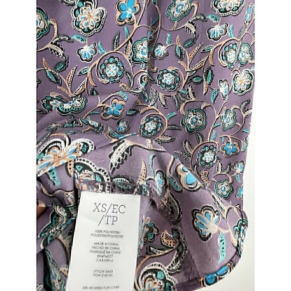 CAbi 3453 Floral Scrollwork Cami Top Blouse Women's XS Purple Asymmetrical - Picture 4 of 5